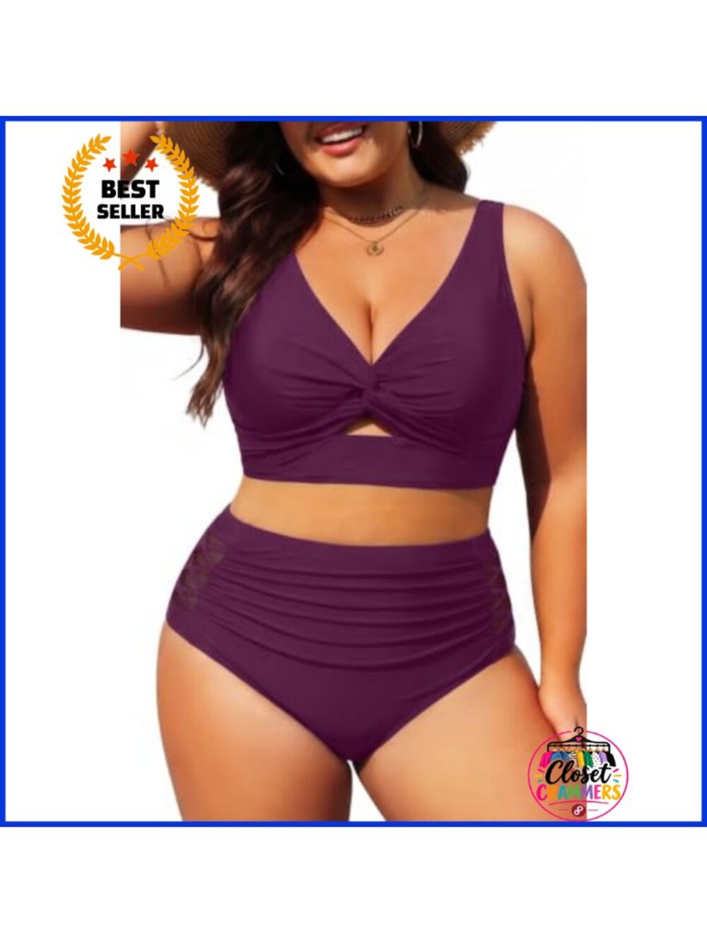 Plus Size High Waisted Bikini Tummy Control Two Piece Swimsuit
